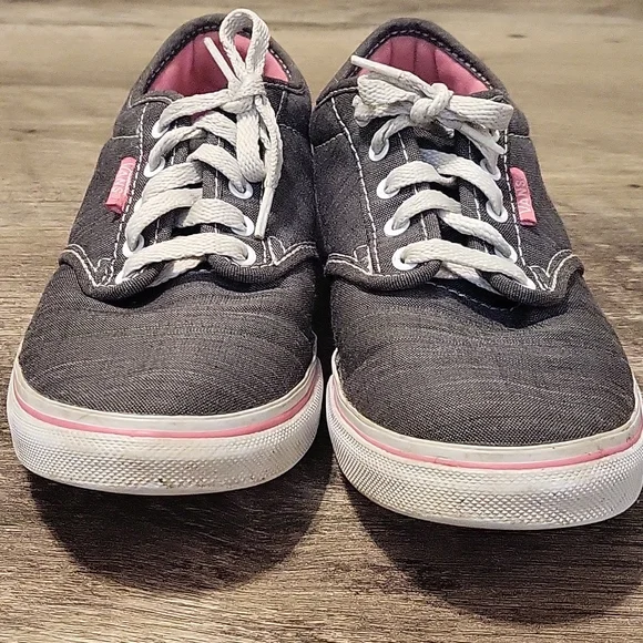 Vans Women's Gray Lace Ups with Pink Trim, Insole, and Sole Sz 6 - Picture 5 of 14